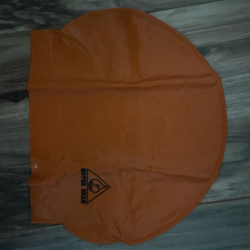 Orange swim cap